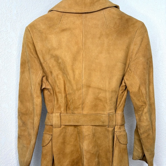 Vintage Aleksander Lamb Skin Tan Belted Coat Strong & Fisher Norway Women’s Sz S - Picture 2 of 6